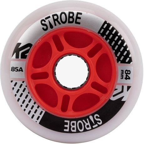 K2 Strobe 85a Inline Skate Wheels White/Red (2 Pack) - 84mm