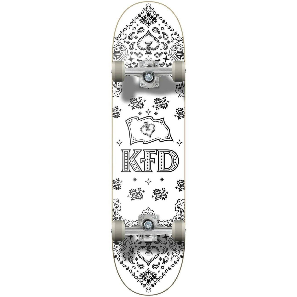 KFD Bandana Complete Skateboard - White 8''