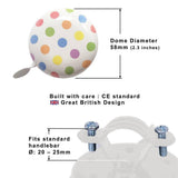 Kiddimoto Bicycle Bell - Pastel Dotty, Large