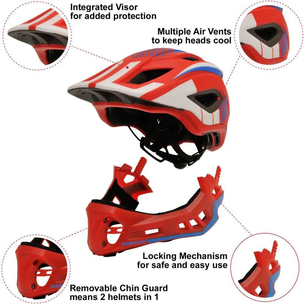 Kiddimoto Ikon Full Face 2-in-1 Helmet - Red/Blue