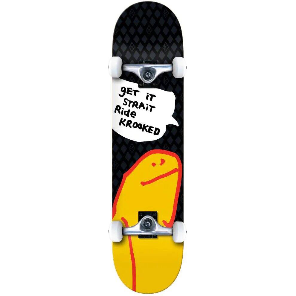 Krooked O Geez Shmoo Complete Skateboard - Black 8''