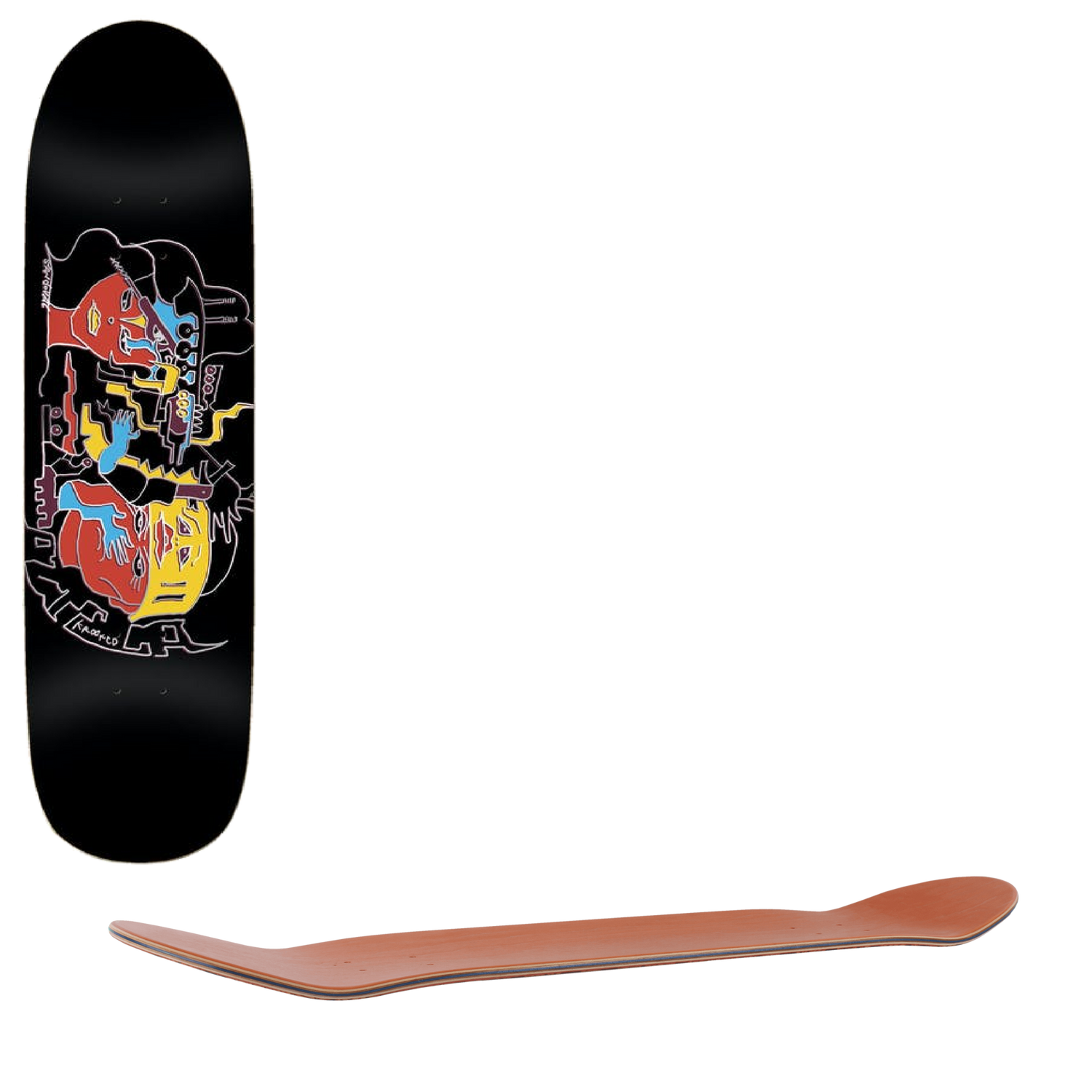 Krooked Sandoval Azteca Pro Skateboard Deck - Black 8.25''