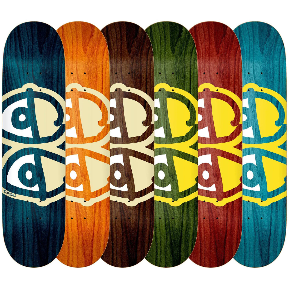 Krooked Team Eyes Skateboard Deck - Assorted Stain 8.38''