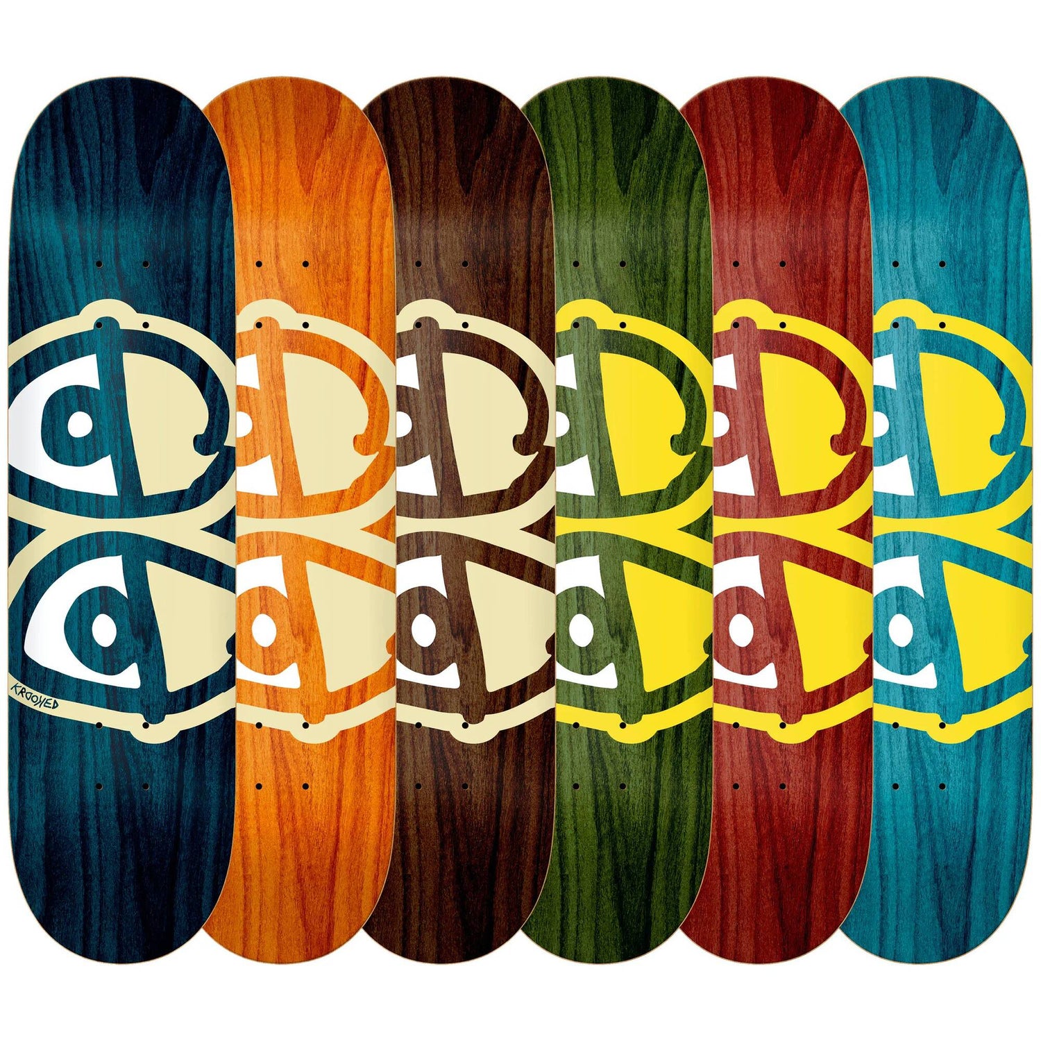 Krooked Team Eyes Skateboard Deck - Assorted Stain 8.38''