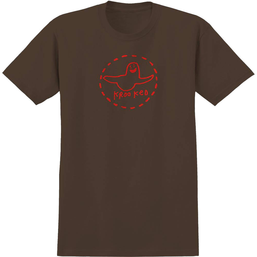 Krooked Trinity Smle T Shirt - Dark Chocolate/Red