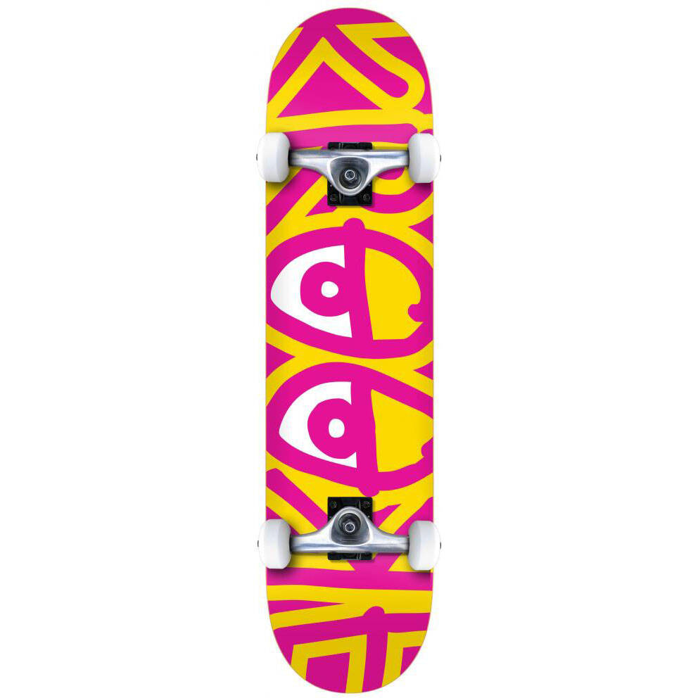 Krooked Team Big Eyes Complete Skateboard - Pink/Yellow 7.5"