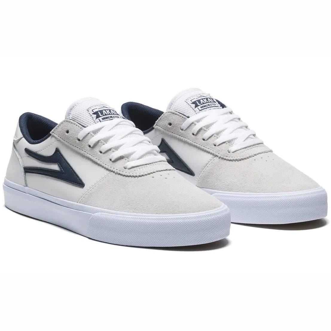 Lakai Manchester Skate Shoes - White/Navy Suede