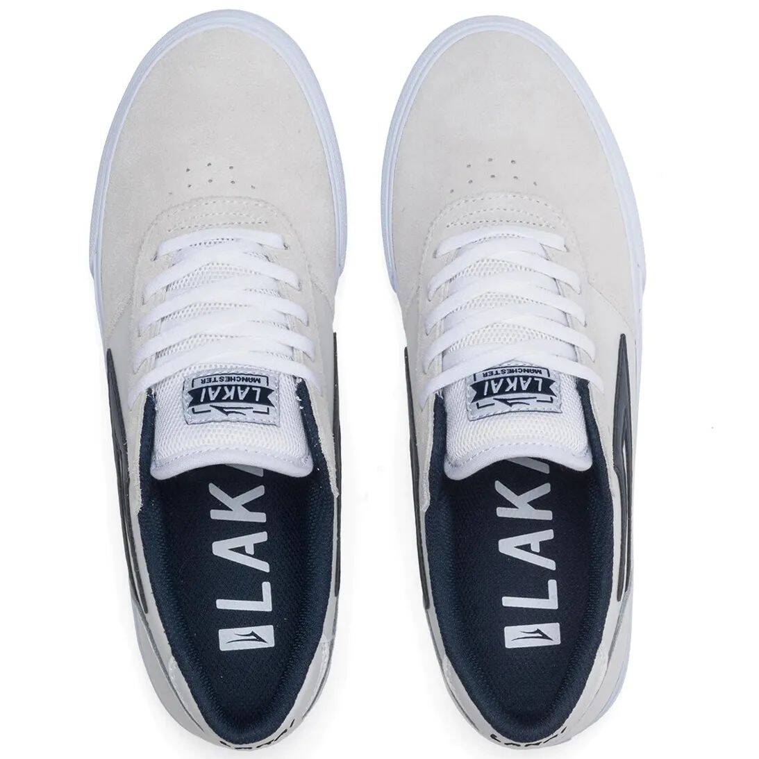 Lakai Manchester Skate Shoes - White/Navy Suede