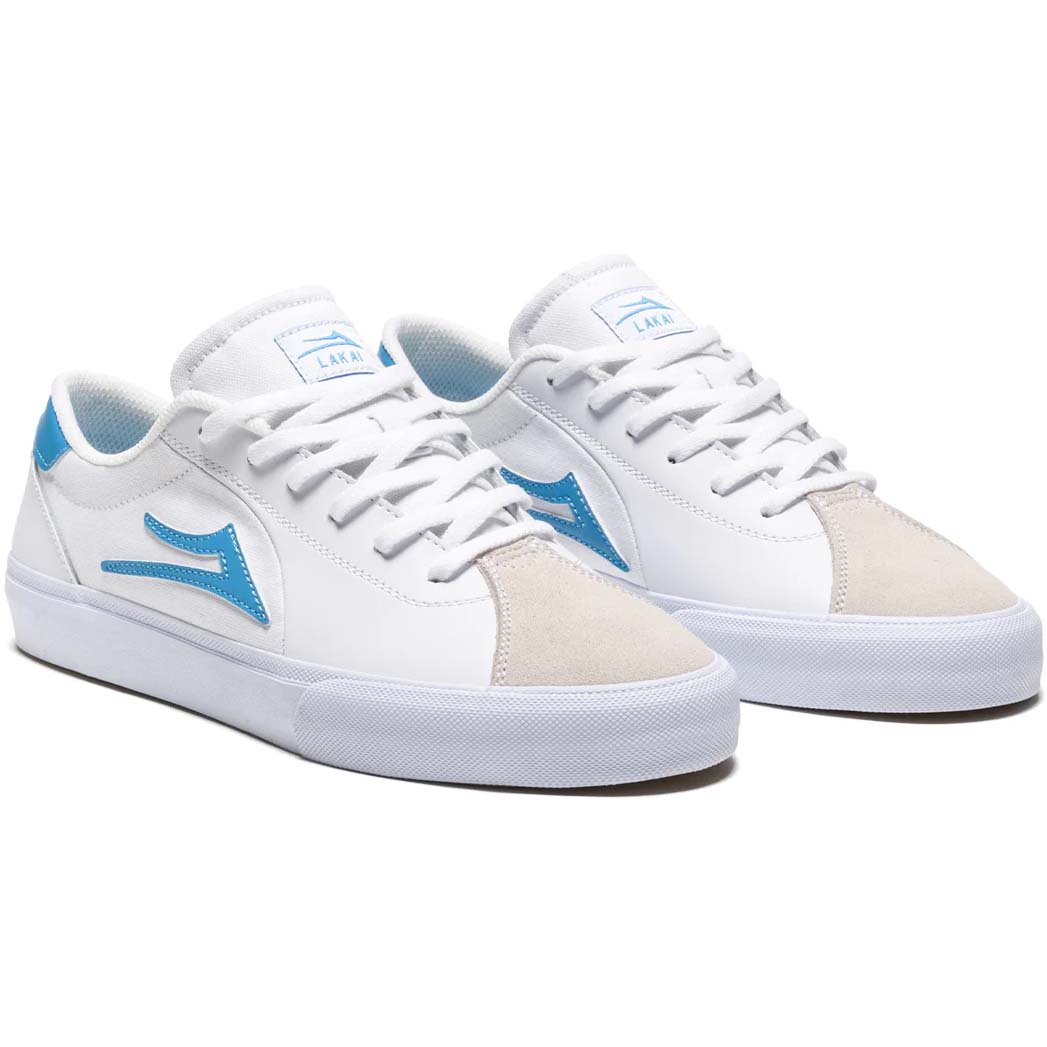 Lakai Flaco II Skate Shoes - White/Cyan Leather