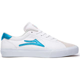 Lakai Flaco II Skate Shoes - White/Cyan Leather