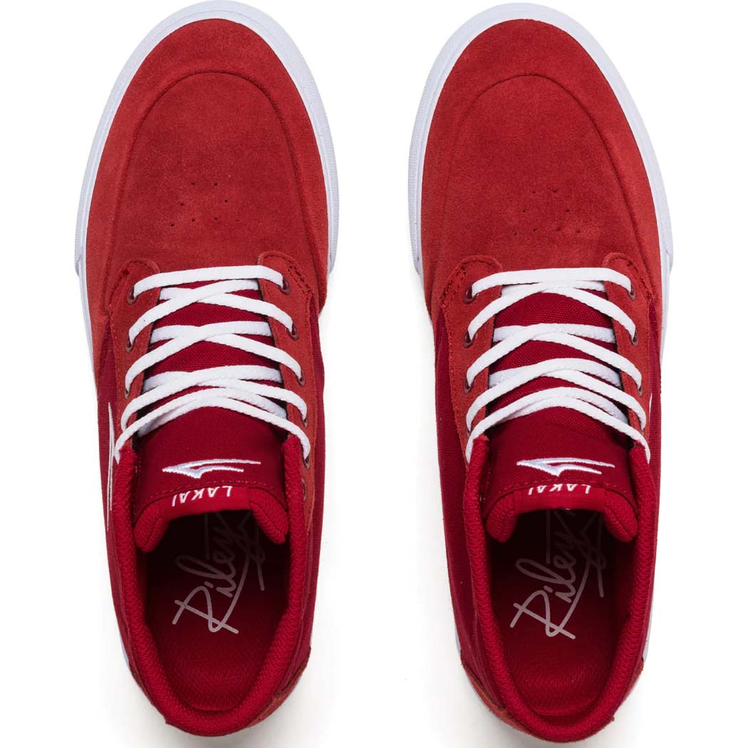Lakai Riley 3 High Skate Shoes - Red Suede