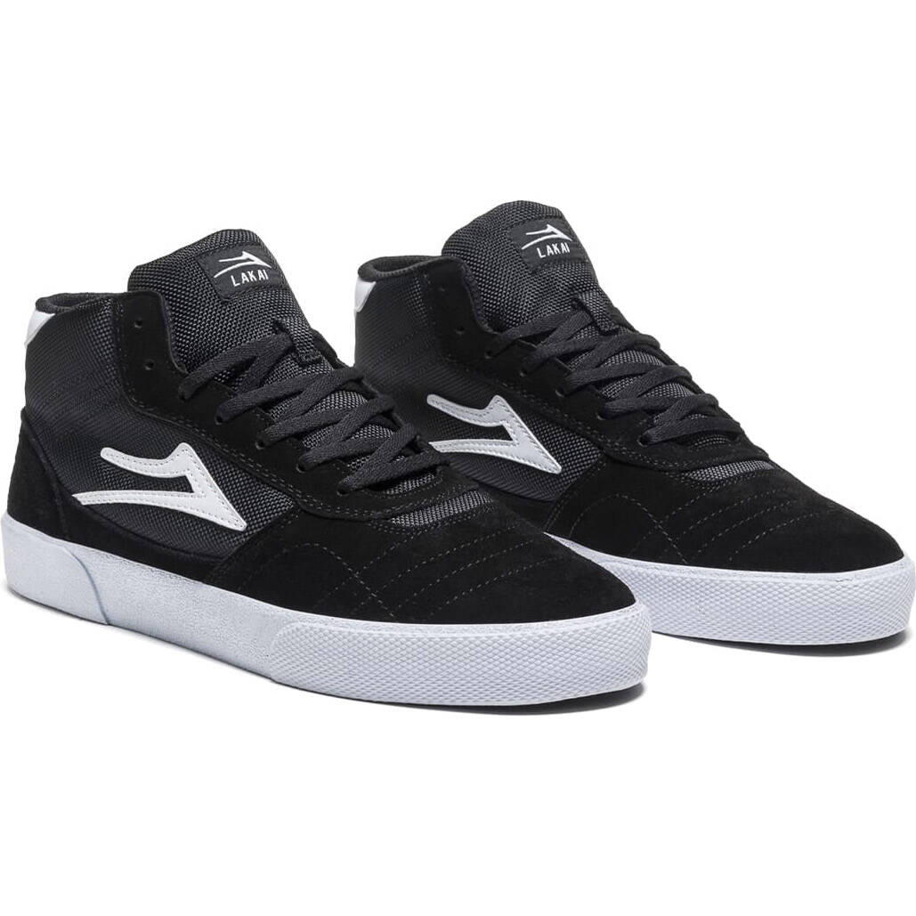 Lakai Cambridge Mid Skate Shoes - Black/White Suede