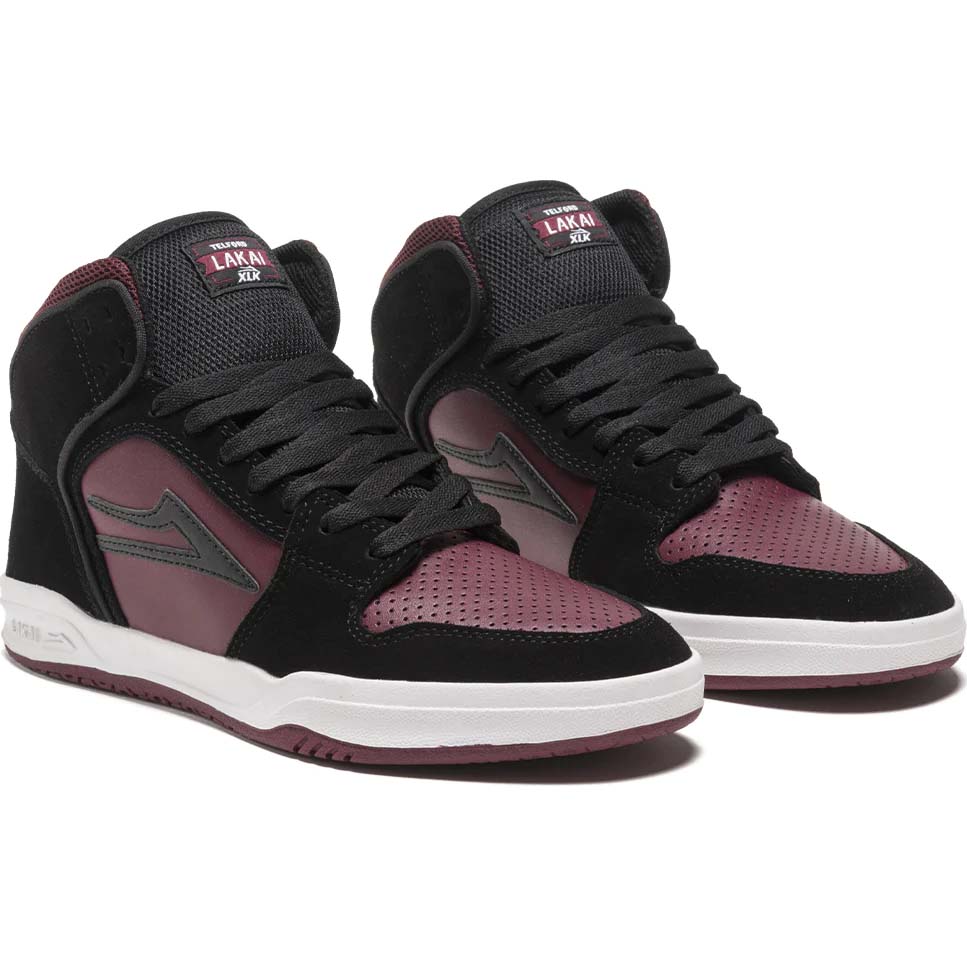 Lakai Telford Skate Shoes - Black/Burgundy Suede