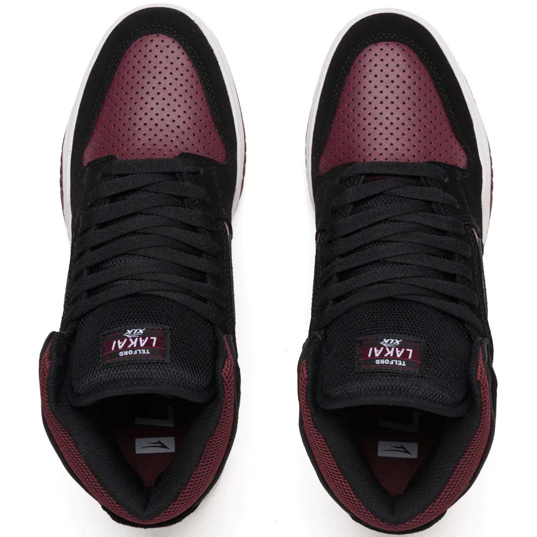Lakai Telford Skate Shoes - Black/Burgundy Suede