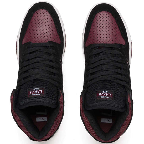 Lakai Telford Skate Shoes - Black/Burgundy Suede