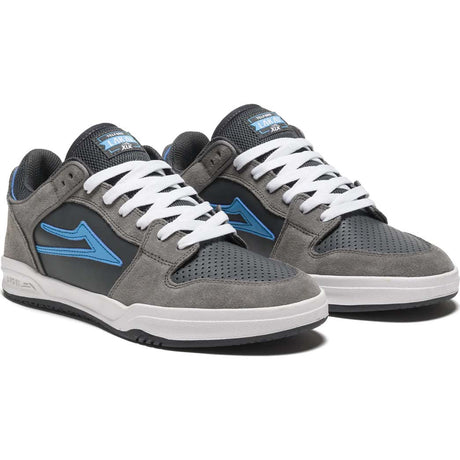 Lakai Telford Low Skate Shoes - Grey/Cyan Suede