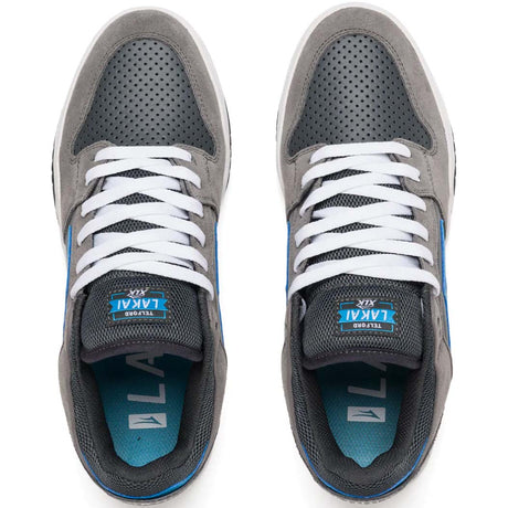 Lakai Telford Low Skate Shoes - Grey/Cyan Suede