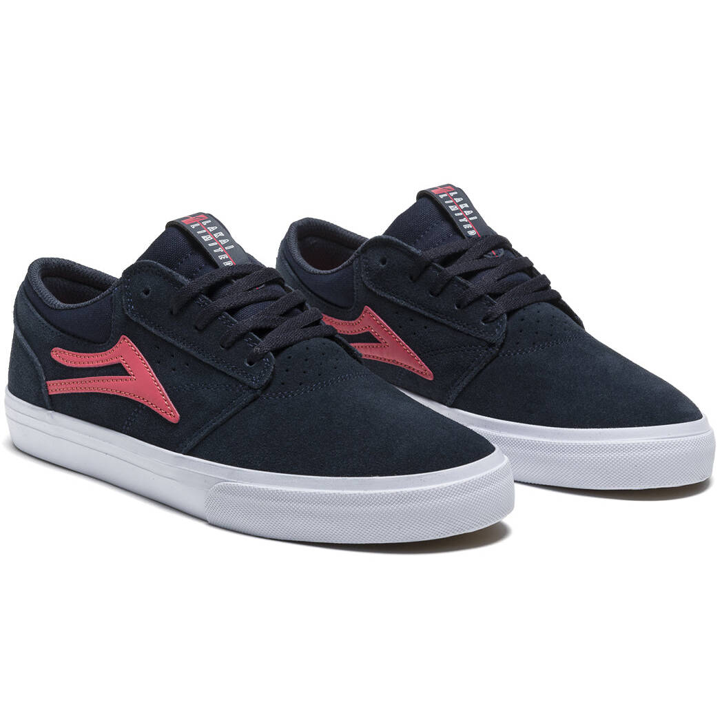 Lakai Griffin Skate Shoes - Navy/Coral Suede