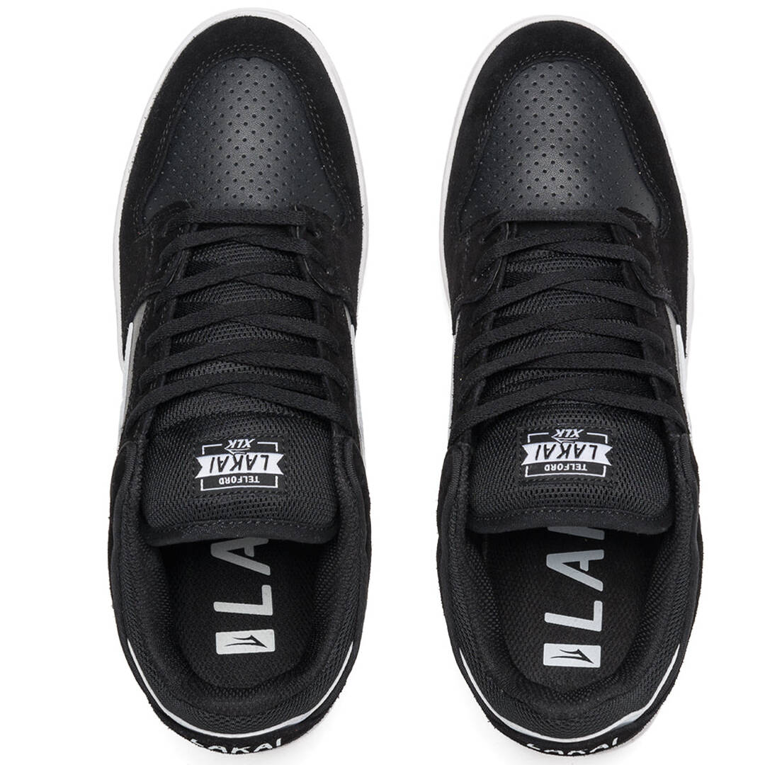 Lakai Telford Low Skate Shoes - Black/White Suede