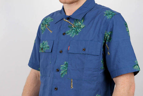 Levi's Skate Button Down Shirt - Watercolour Palm Bright Cobalt