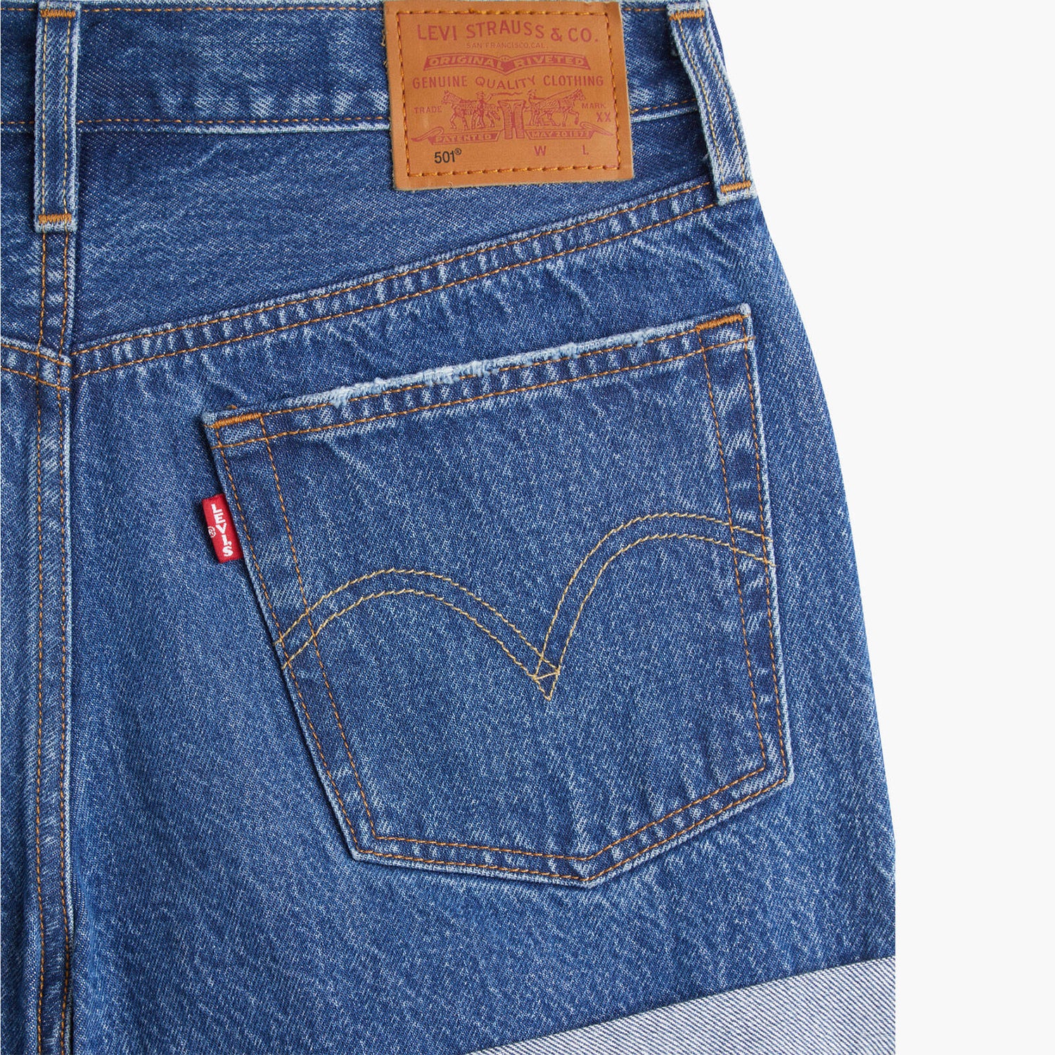 Levi's 501 Rolled Ordina Troy Scraped Shorts - Dark Indigo