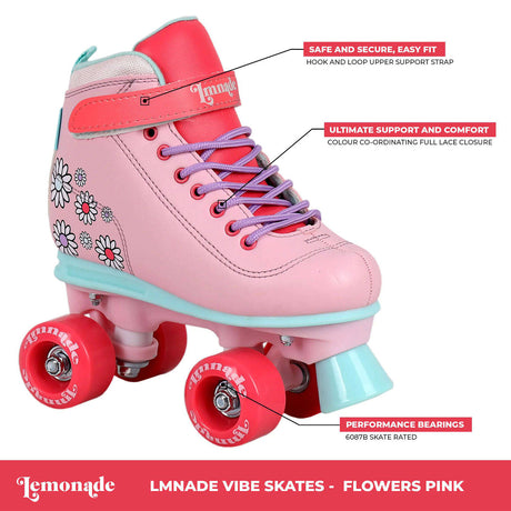 LMNADE Vibe Quad Roller Skates - Flowers (Pink)