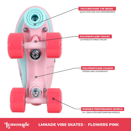 LMNADE Vibe Quad Roller Skates - Flowers (Pink)