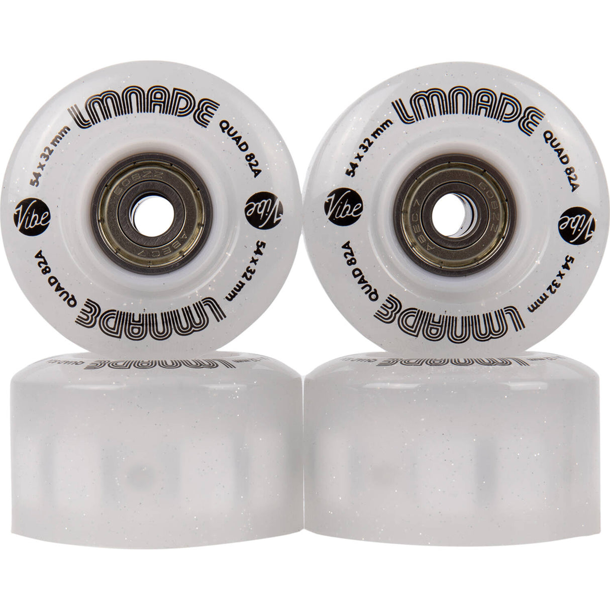 LMNADE Lites LED 85A Quad Roller Skate Wheels - Translucent Glitter 54 x 32mm