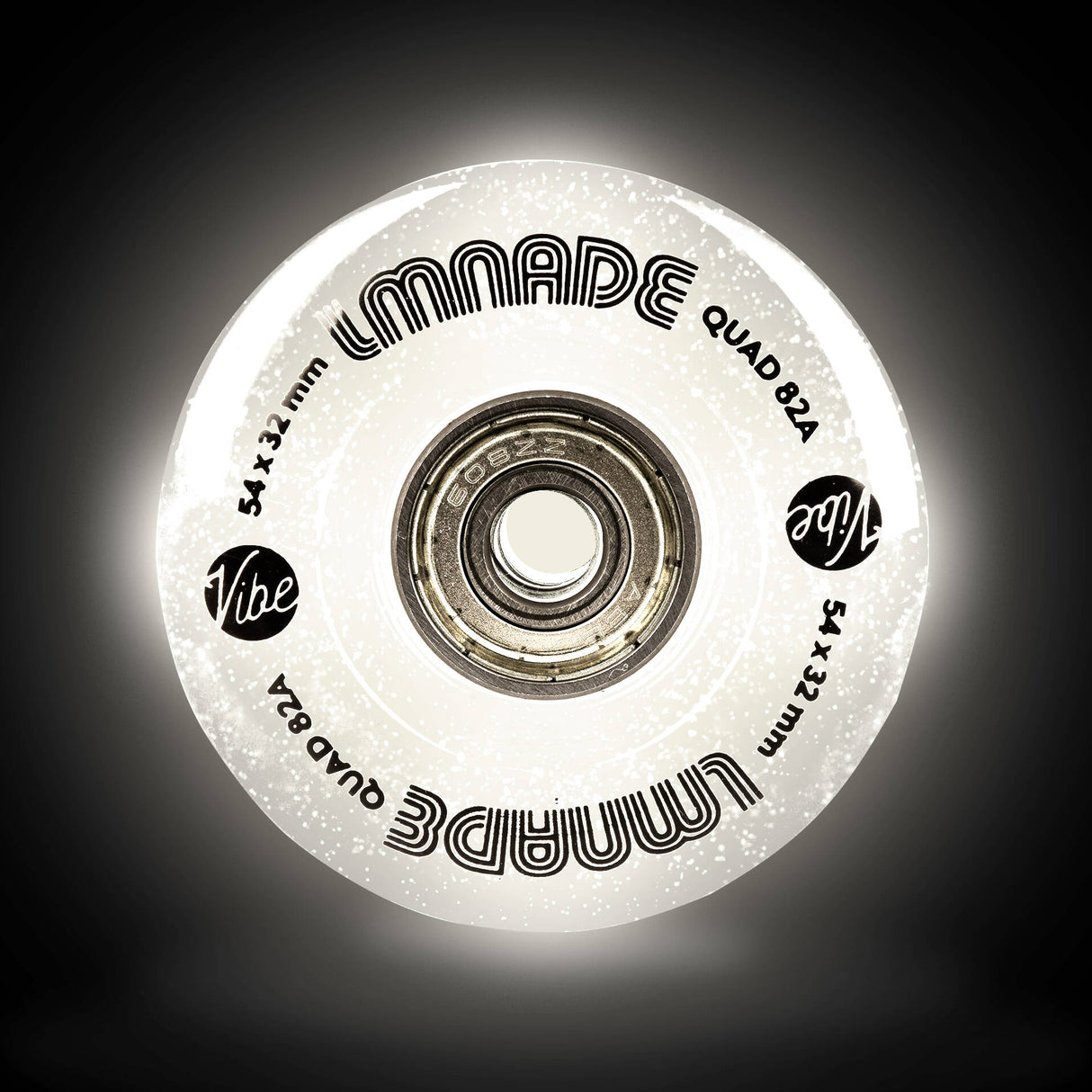 LMNADE Lites LED 85A Quad Roller Skate Wheels - Translucent Glitter 54 x 32mm