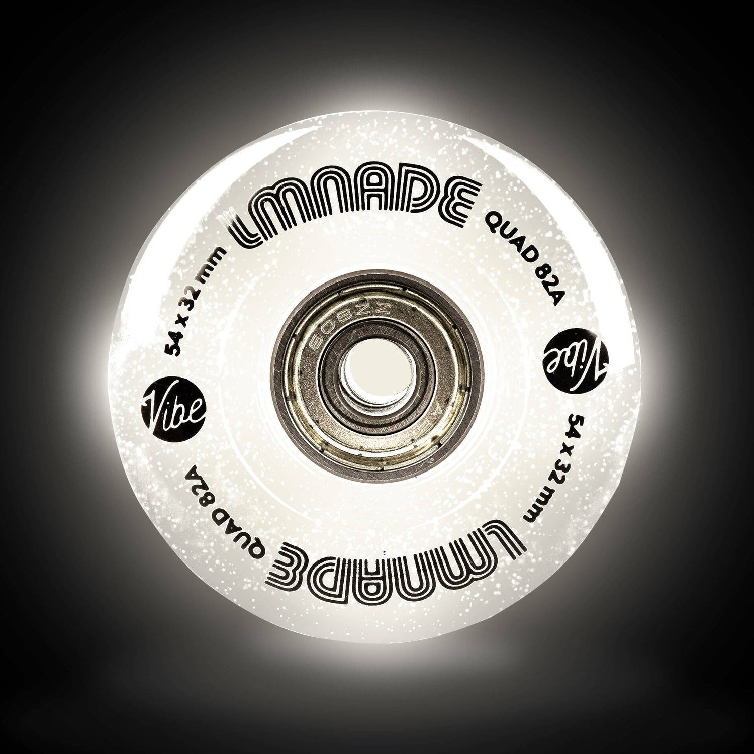 LMNADE Lites LED 85A Quad Roller Skate Wheels - Translucent Glitter 54 x 32mm