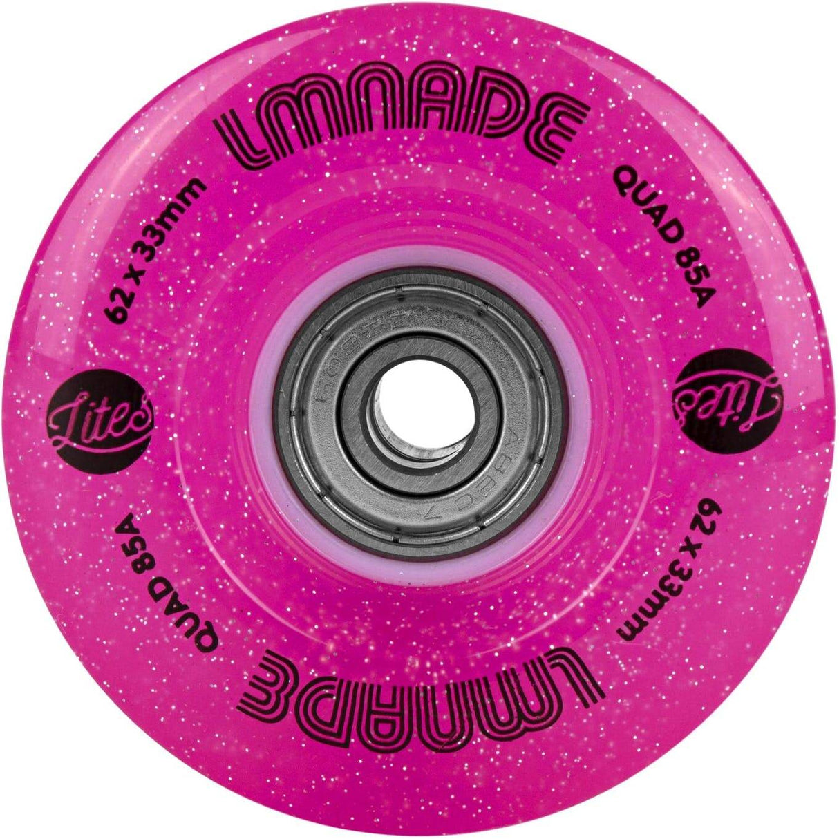 LMNADE Lites LED 85a Quad Roller Skate Wheels - Fuchsia Glitter 62mm