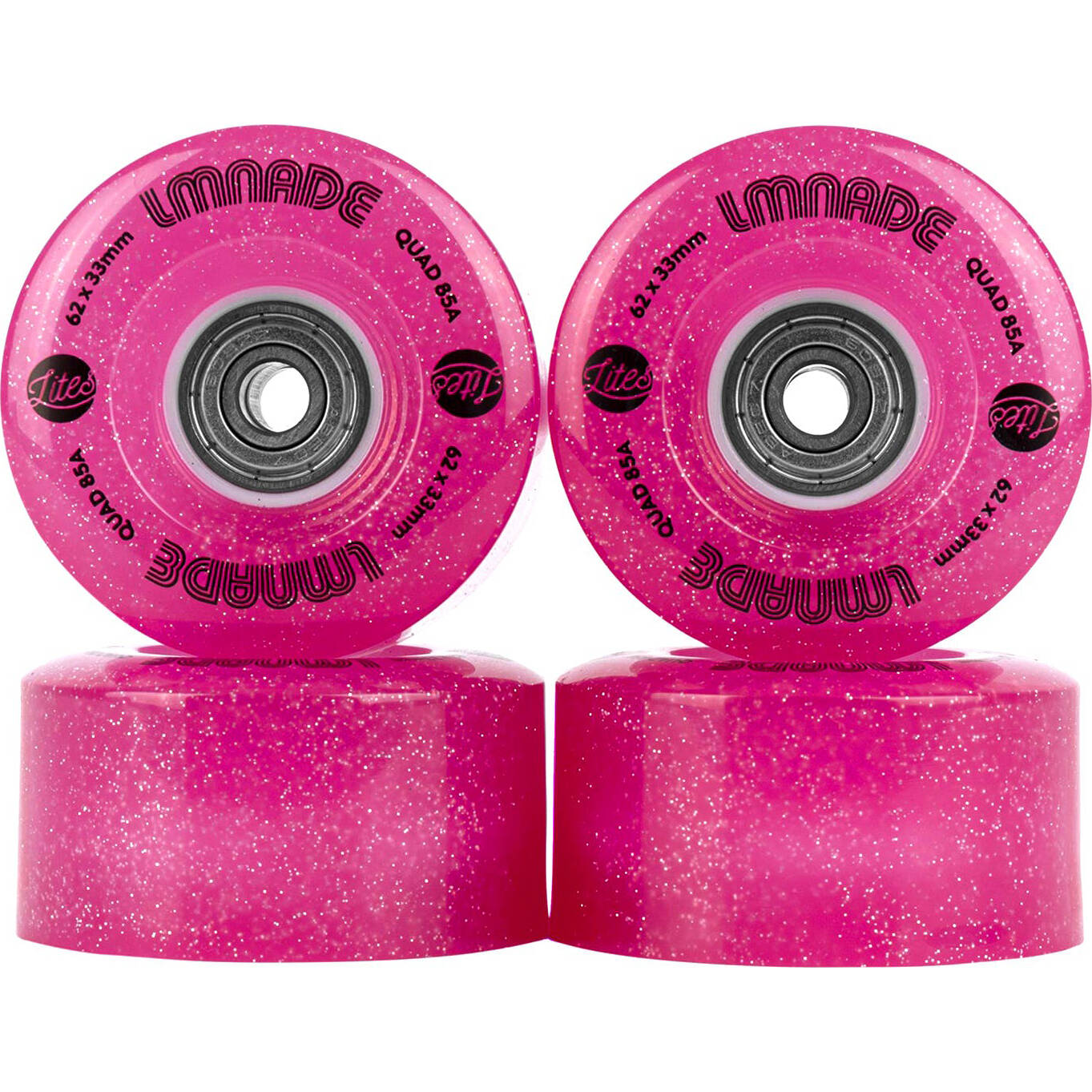 LMNADE Lites LED 85a Quad Roller Skate Wheels - Fuchsia Glitter 62mm