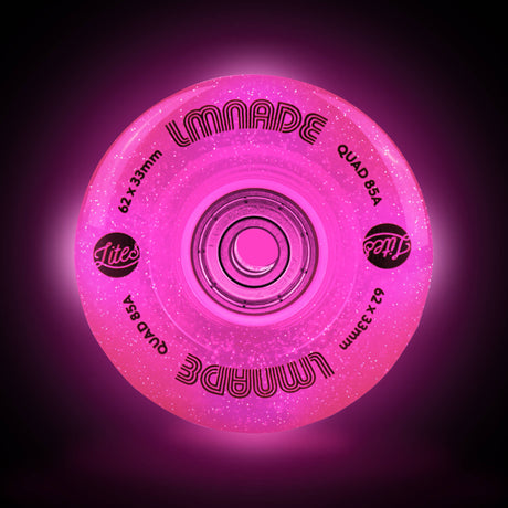 LMNADE Lites LED 85a Quad Roller Skate Wheels - Fuchsia Glitter 62mm