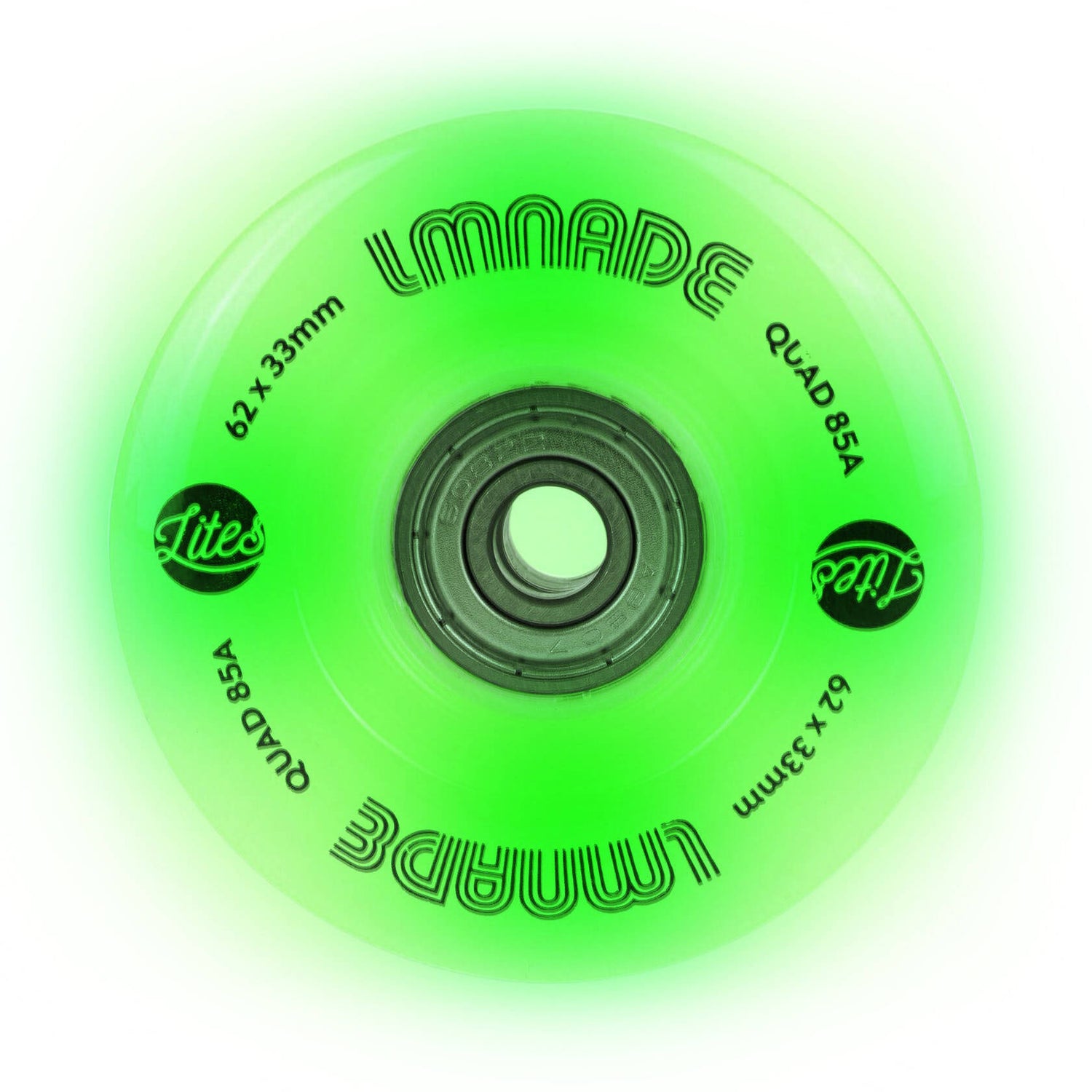 LMNADE Lites LED 85a Quad Roller Skate Wheels - Fluo Green 62mm
