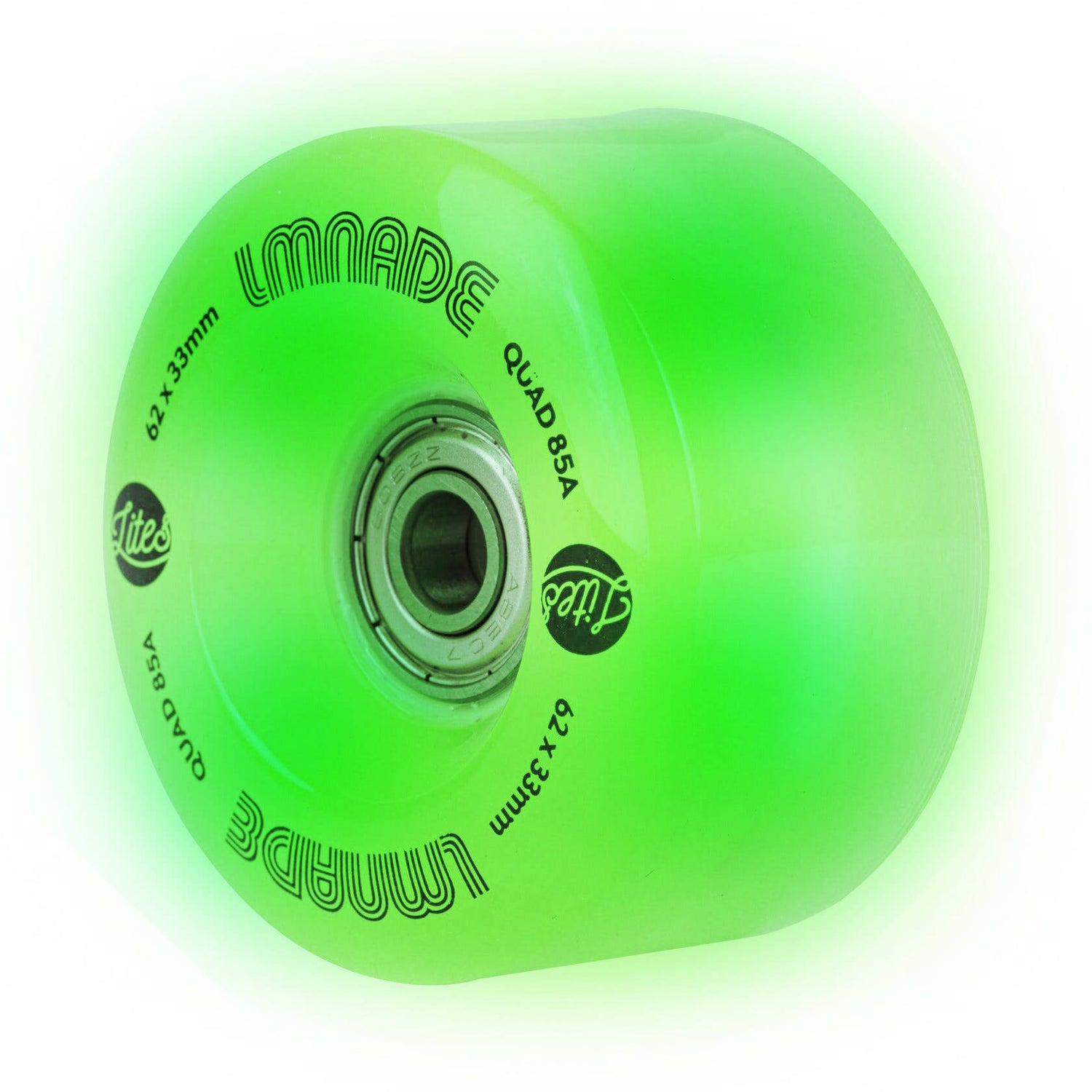 LMNADE Lites LED 85a Quad Roller Skate Wheels - Fluo Green 62mm