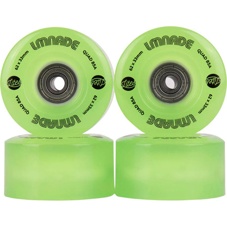 LMNADE Lites LED 85a Quad Roller Skate Wheels - Fluo Green 62mm