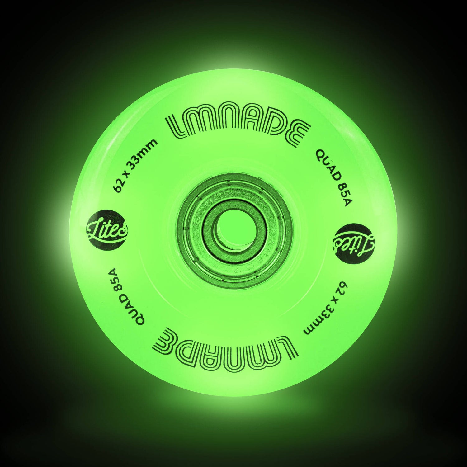 LMNADE Lites LED 85a Quad Roller Skate Wheels - Fluo Green 62mm