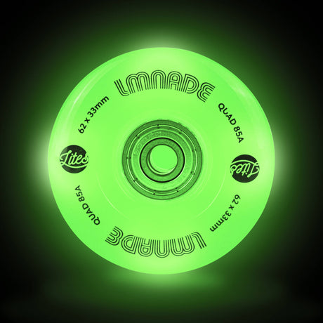 LMNADE Lites LED 85a Quad Roller Skate Wheels - Fluo Green 62mm