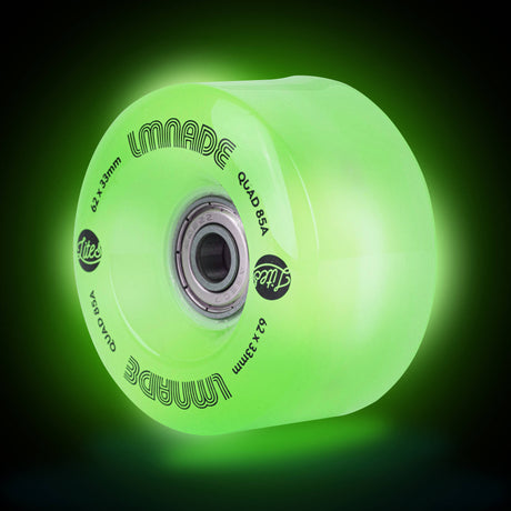 LMNADE Lites LED 85a Quad Roller Skate Wheels - Fluo Green 62mm