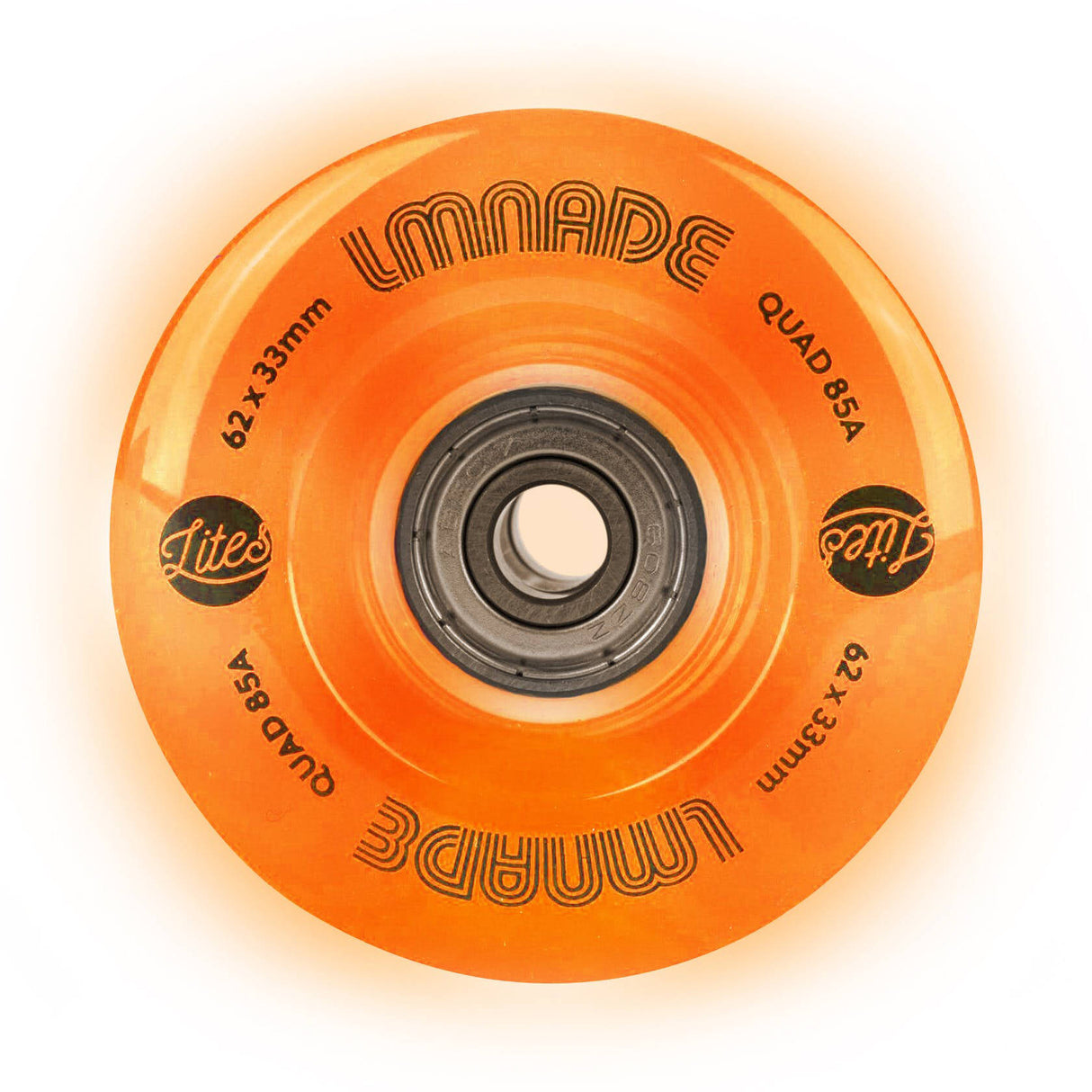 LMNADE Lites LED 85a Quad Roller Skate Wheels - Orange 62mm