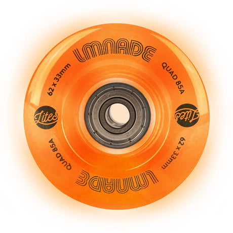 LMNADE Lites LED 85a Quad Roller Skate Wheels - Orange 62mm