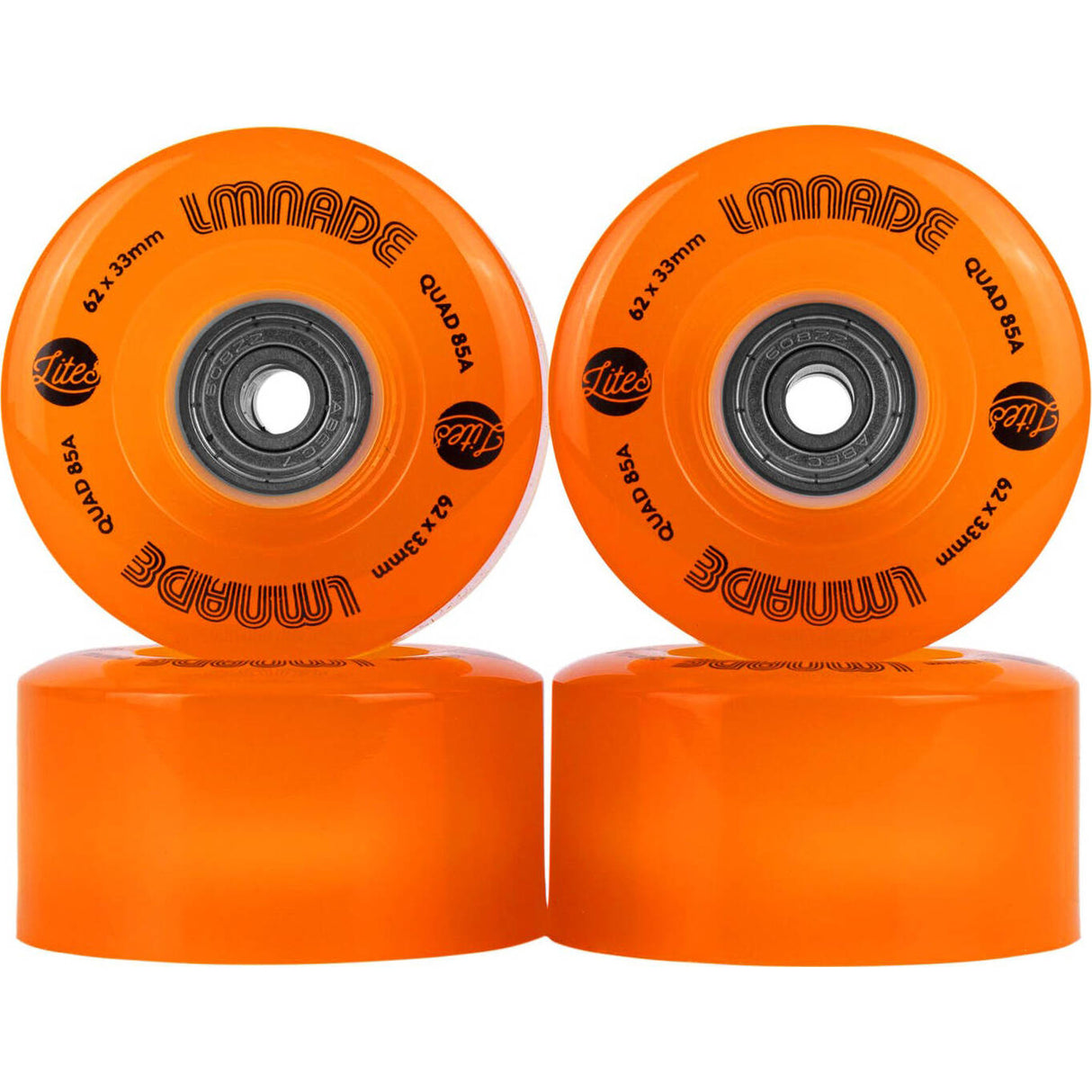 LMNADE Lites LED 85a Quad Roller Skate Wheels - Orange 62mm