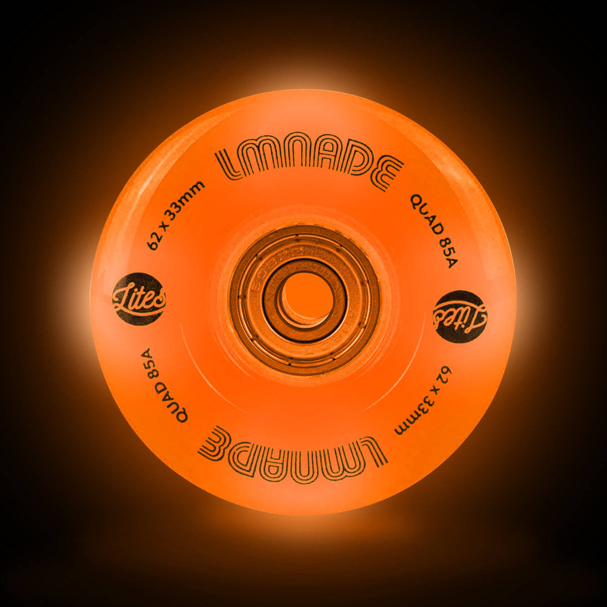 LMNADE Lites LED 85a Quad Roller Skate Wheels - Orange 62mm