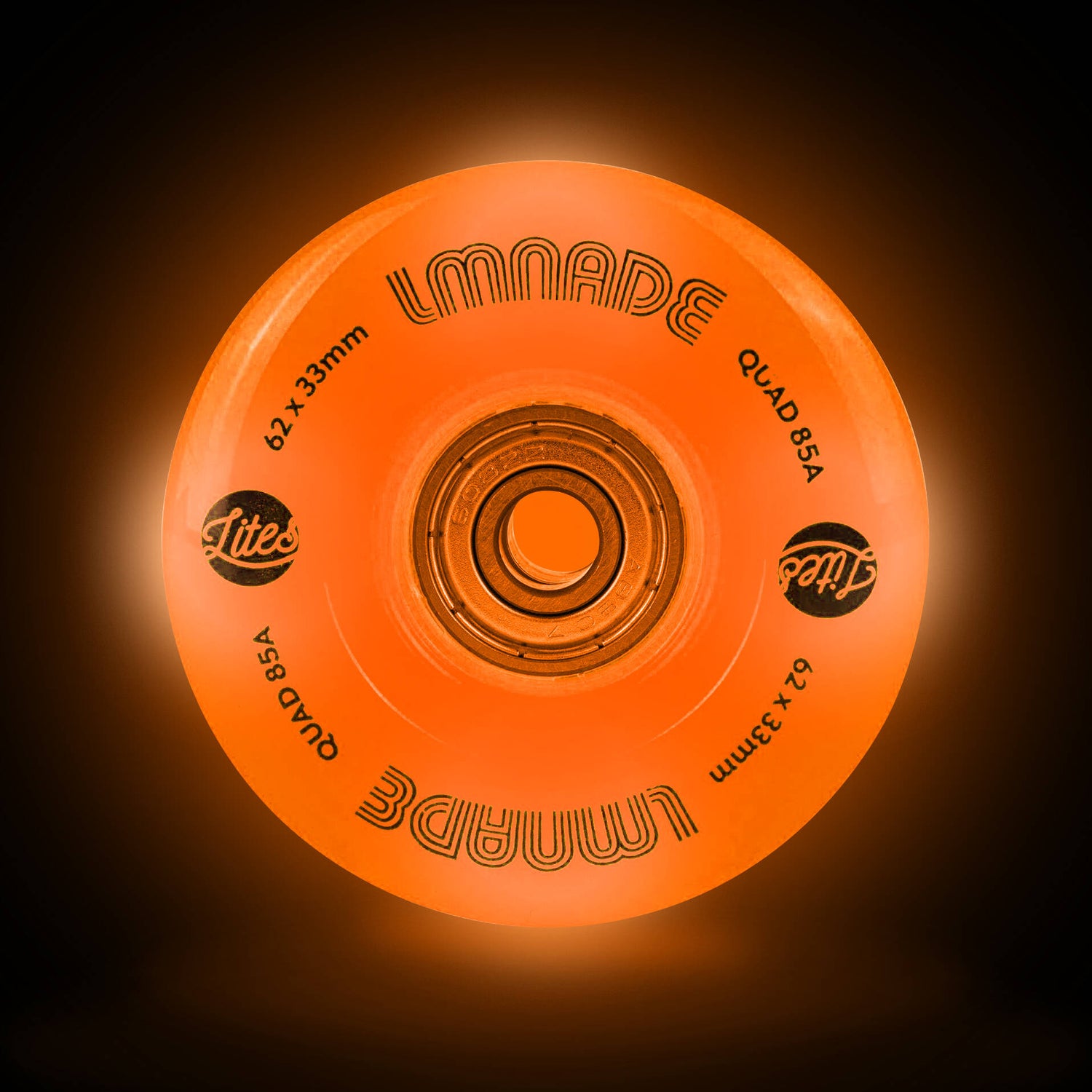 LMNADE Lites LED 85a Quad Roller Skate Wheels - Orange 62mm