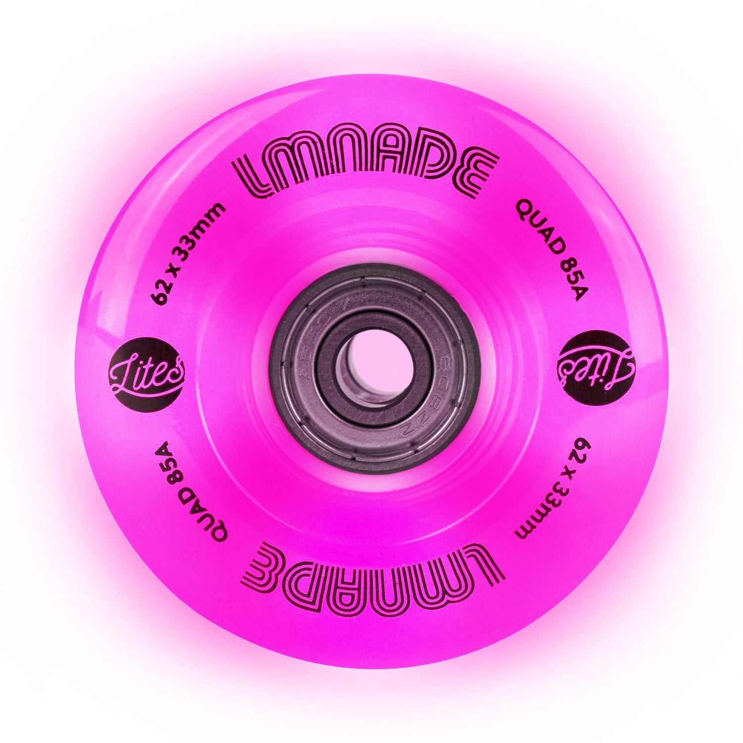 LMNADE Lites LED 85a Quad Roller Skate Wheels - Pink 62mm