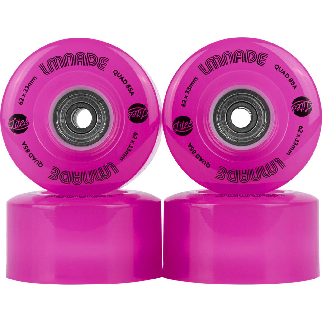LMNADE Lites LED 85a Quad Roller Skate Wheels - Pink 62mm