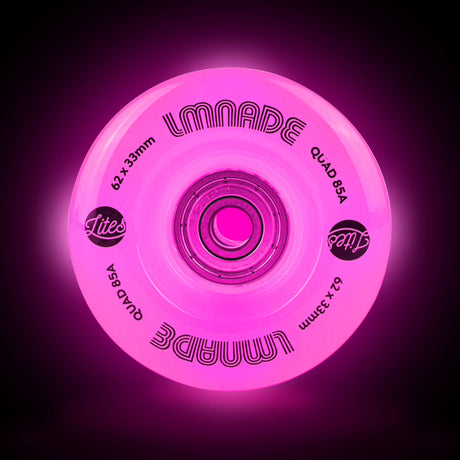 LMNADE Lites LED 85a Quad Roller Skate Wheels - Pink 62mm