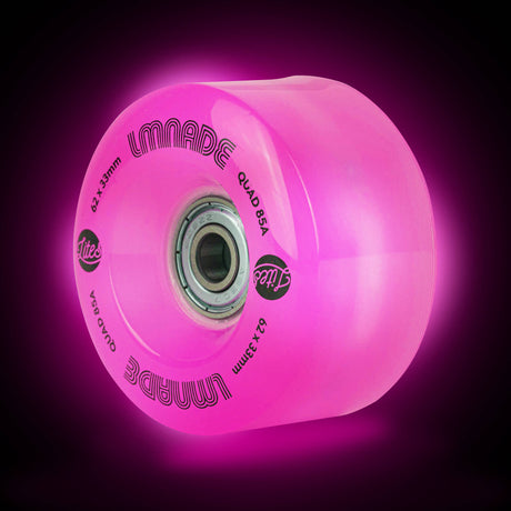 LMNADE Lites LED 85a Quad Roller Skate Wheels - Pink 62mm