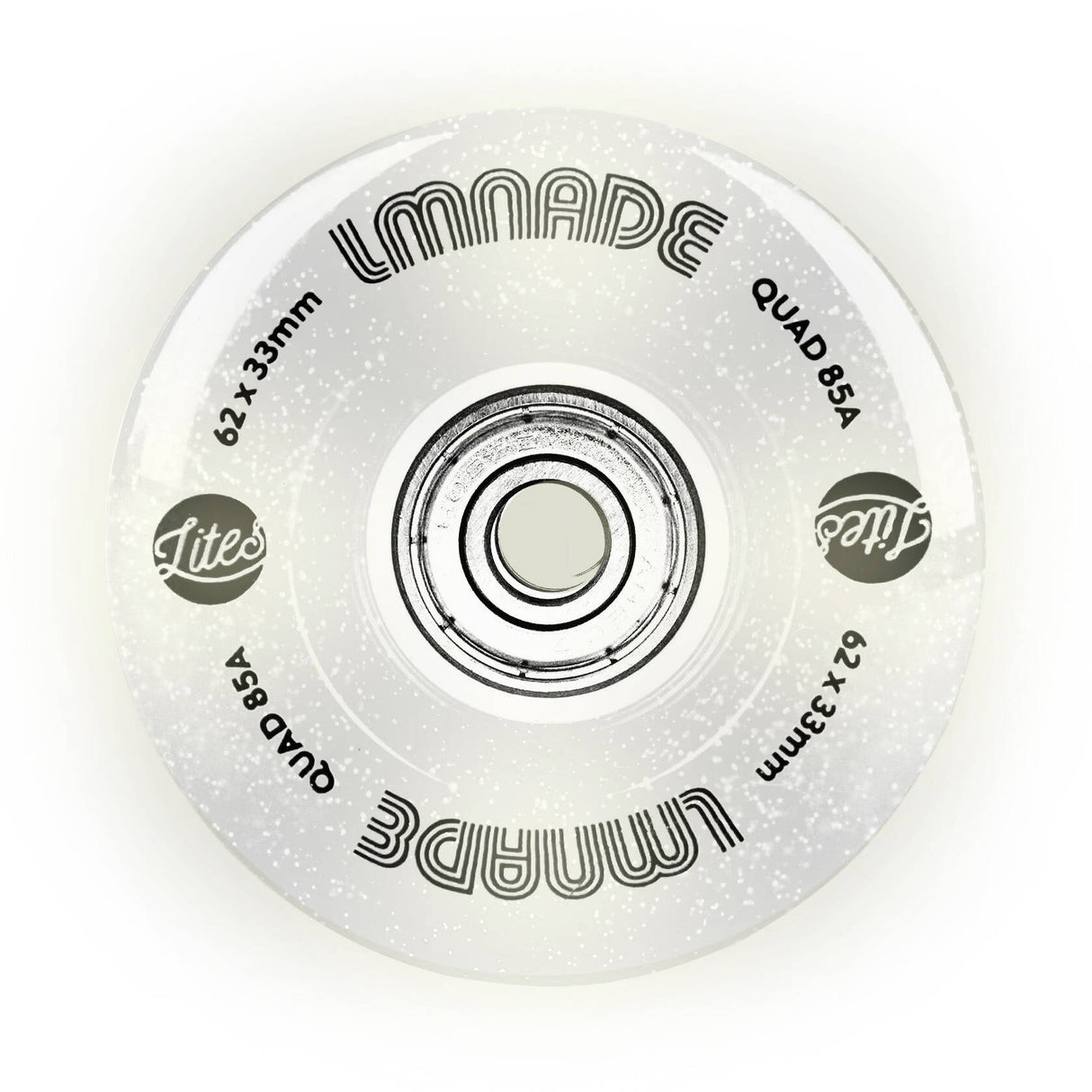 LMNADE Lites LED 85a Quad Roller Skate Wheels - Translucent Glitter 62mm