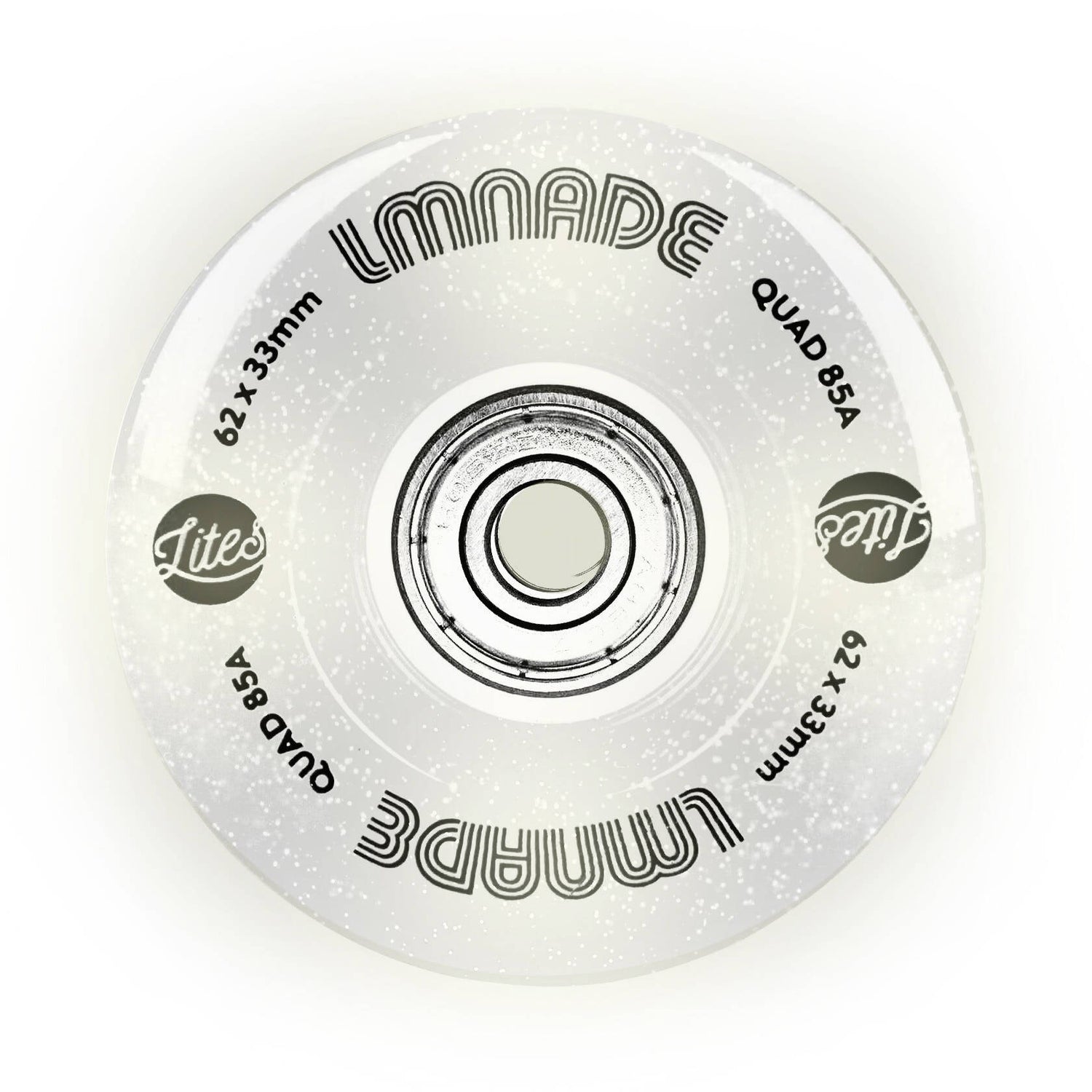 LMNADE Lites LED 85a Quad Roller Skate Wheels - Translucent Glitter 62mm